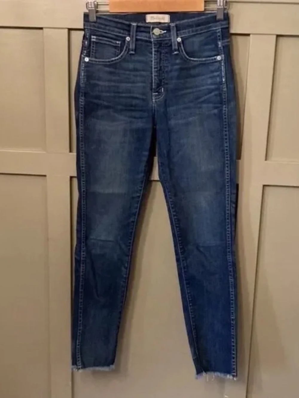 Madewell Slim Straight High Rise Jeans Raw Hem Size 26